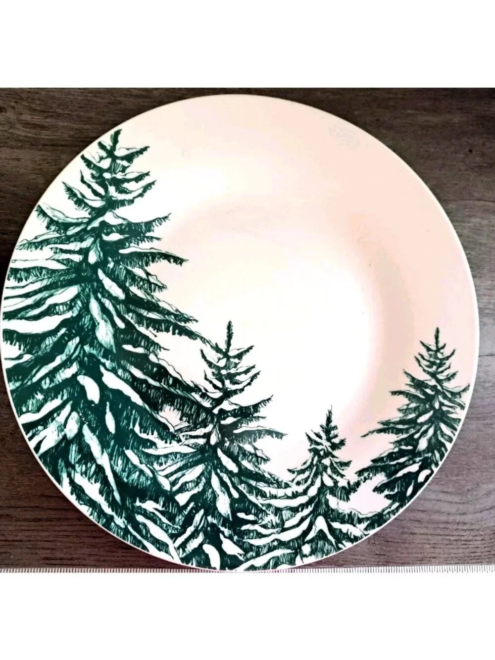 Royal Norfolk Set of Two Dinner Plates Pine Trees Snow Winter Holiday